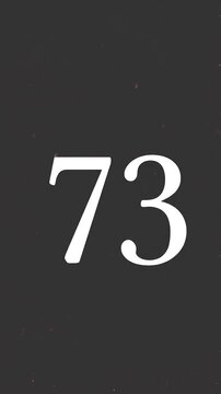 Pink Glitter Blows Away and Reveals the Number 73 on Solid Background