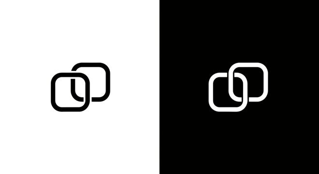 Interlinked square logo icon duo in black and white minimalist design.