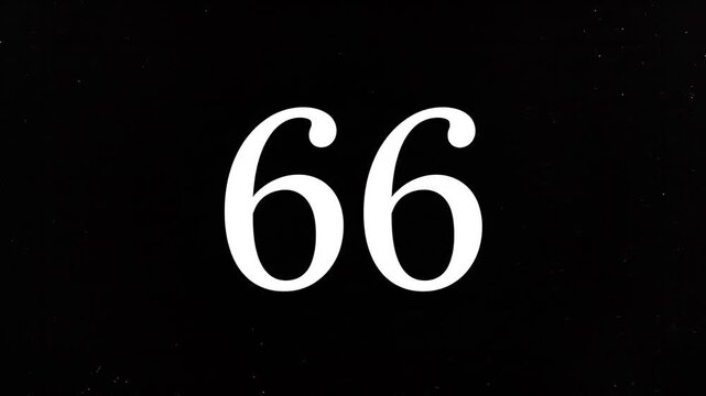 Pink Glitter Blows Away and Reveals the Number 66 on Solid Background