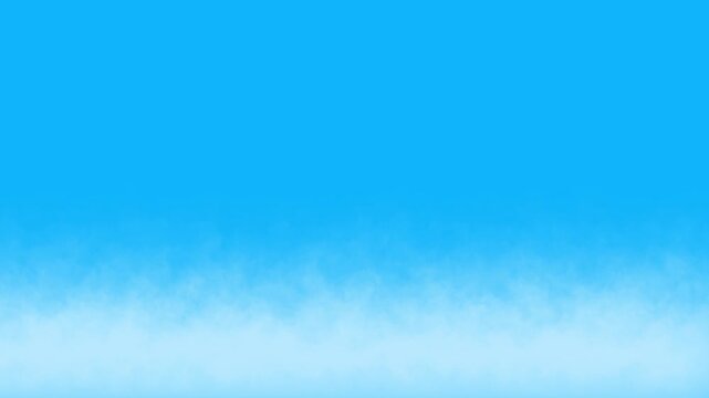 Bright Cyan Blue Sky Background with Soft White Fog and Mist Horizon, Atmospheric Cloud and Smoke Overlay, Motion Graphics VFX for Cinematic Video Backdrop, Presentation, and Compositing