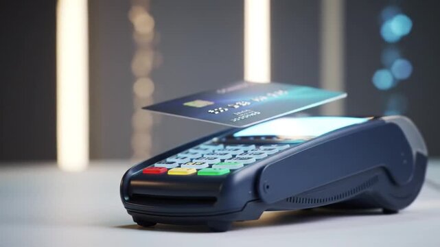 Contactless credit card payment on wireless POS terminal.