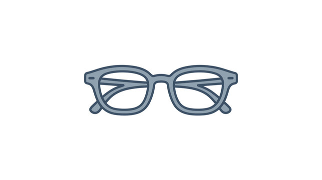 Modern blue frame eyeglasses on plain white background