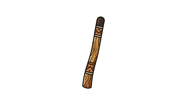 Vertical traditional wooden didgeridoo Australian instrument icon
