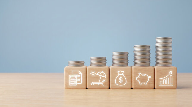 Payroll salary finance saving investment coin stack wealth growth good mood payroll. hr employee compensation payment pay. finance accounting management planning system, money income earning