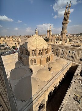 A view from the historic Abu Dahab Mosque in Cairo, Egypt.
