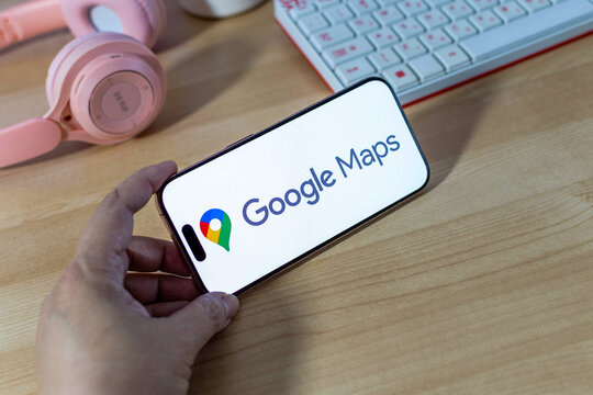 Beer Sheva, Israel. September 18, 2025: Google Maps app on a smartphone screen.
