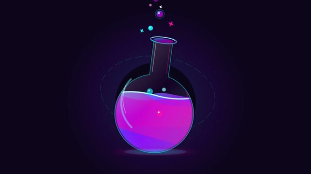 Animated Neon Chemistry Flask with Bouncy Fluid for Lo Fi Background