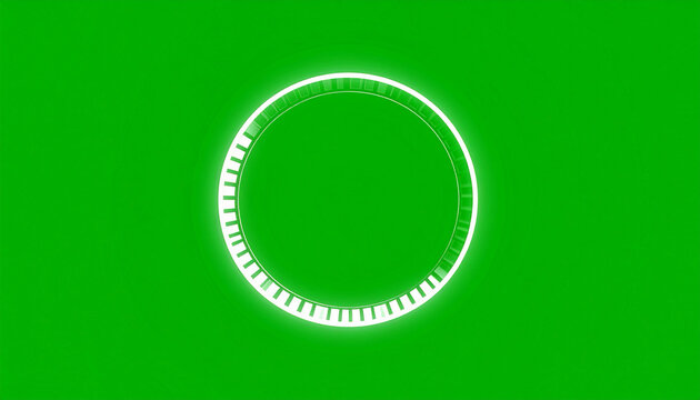 Futuristic Neon Circular Loading Bar Animation on a Green Screen Background with Glowing White Elements and Digital Interface