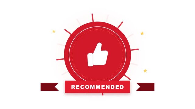 Animated Red Thumbs Up Badge Reveals Recommendation Message with Stars Visual
