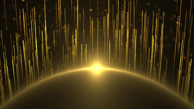 golden color particle 3d luxurious rising lines futuristic design award stage background