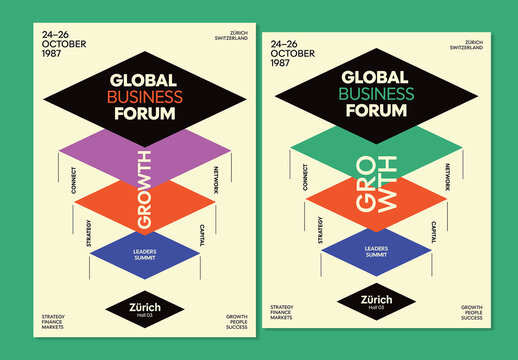 Vintage Swiss Corporate Event Poster Layout
