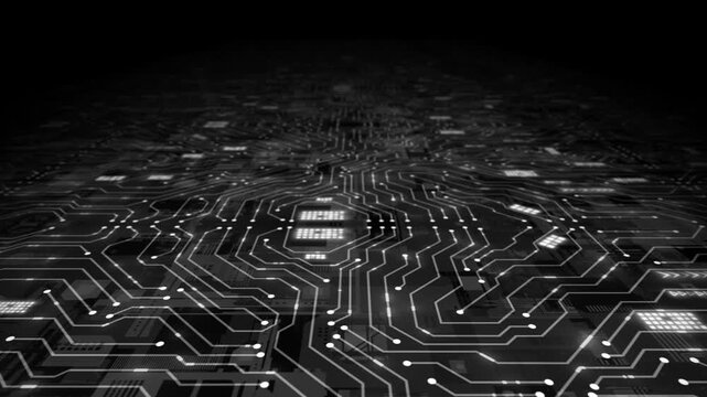 White   color 3d computer microchip glowing circuit board futuristic data transfer technology background