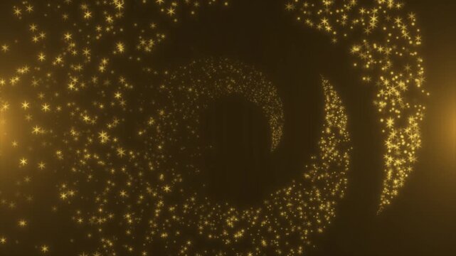 Golden color sparkling and glitter particles futuristic design award winning and party celebration background