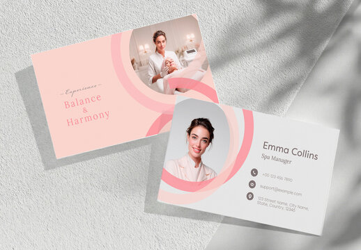 Modern Spa Business Card Template for Wellness Consultant and Beauty Treatment Professional