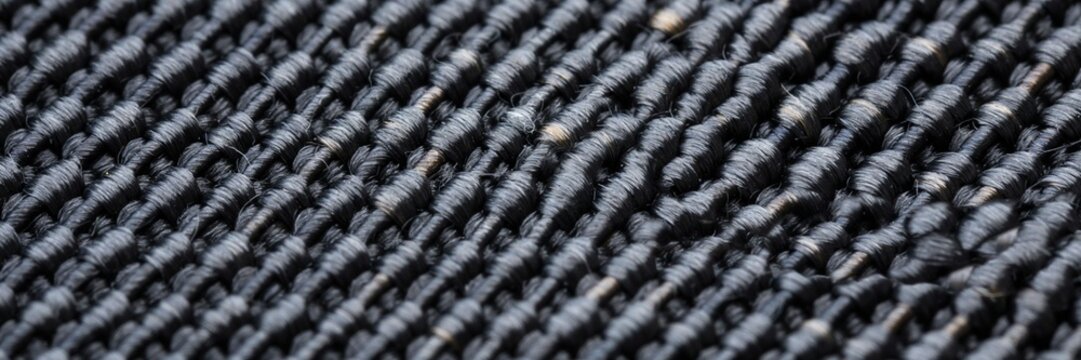 Black synthetic mesh fabric texture, macro view of industrial nylon weave material, dark carbon fiber style technical textile background, durable polyester mesh for sports and automotive gear