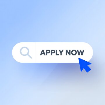 Apply now button with mouse cursor on abstract background