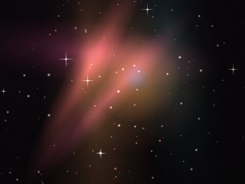 Vibrant nebula with distant stars glowing in deep space during the night