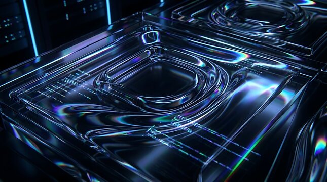 Dark hologram liquid glass backdrop