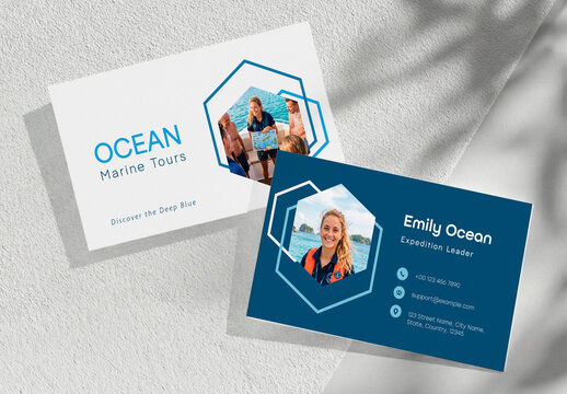 Modern Marine Tours Business Card Template for Ocean Expedition and Travel Professionals