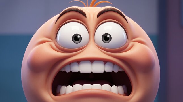 Animated character with exaggerated facial expression in 3D style