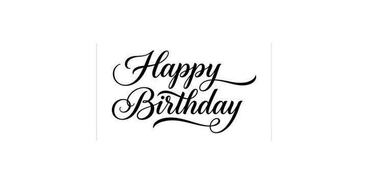 Happy birthday stylish script font with decorative elements.