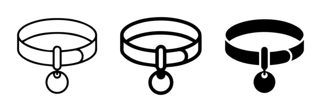 Dog Collar Icons, Pet Accessory Vector Graphics, Animal Neckwear Symbols for Web and Print Design