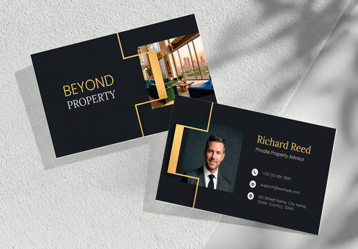 Luxury Real Estate Business Card Template for Property Advisor and Realtor