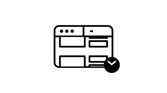 Software browser window with dropdown arrow highlighting web page animation isolated on white background