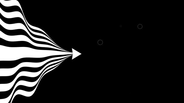 Moving arrow pointing forward formed by wavy lines for speed, direction, and business progress concept