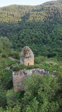 Vertical Drone View of Arakelots Monastery in Acharkut, Tavush, Armenia.