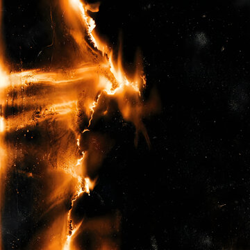 Abstract golden light leak overlay effect featuring bright glowing streaks on a deep black background for creative design