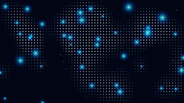Dynamic glowing blue dot matrix field abstract background high quality 4K animation grid light technology data binary grid light technology data binary high quality 4K animation