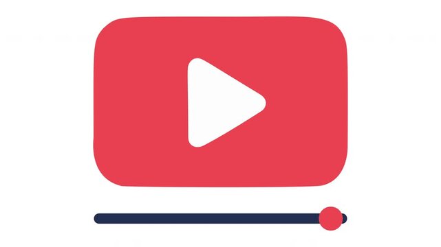 3D Video Player Icon Animation, Red Play Button Media Interface Concept