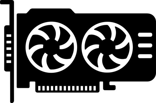 Graphics Card Vector Icon Silhouette - GPU Video Processing Computer Hardware Component Gaming Tech Accessory