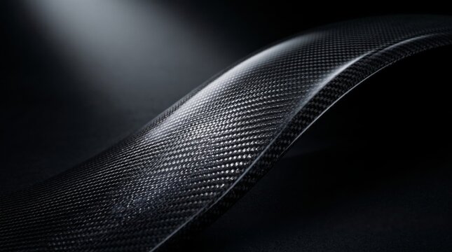 Black Carbon Fiber Curved Surface with Dark Background