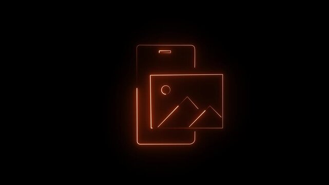 Modern smartphone with glowing orange interface on dark background