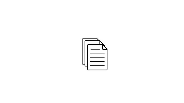 Minimalist document animation: paper stack file management symbol for ui