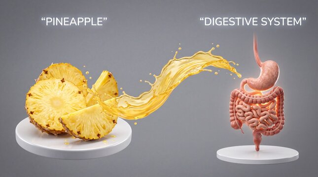 Fresh Pineapple Juice for Digestive Health, Natural Enzyme Drink and Tropical Wellness Concept