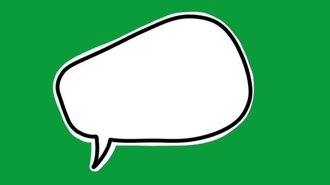 Hand Drawn Speech Bubble Solid White Fill Black Outline 2D Animation Green Screen