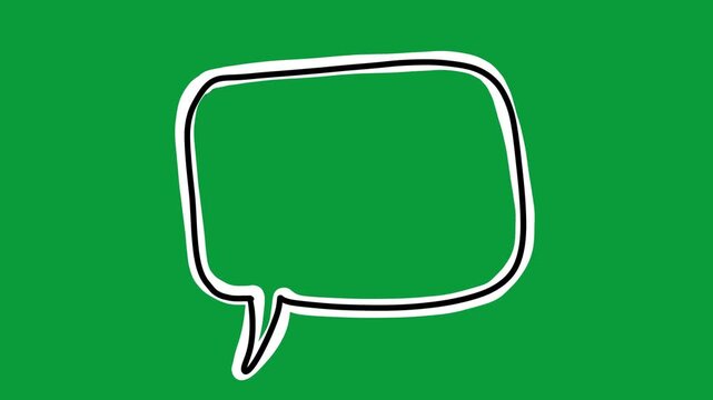 Hand Drawn Speech Bubble Frame Black White Outline 2D Animation Green Screen