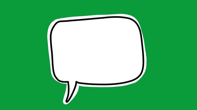Hand Drawn Rounded Speech Bubble White Fill 2D Animation Green Screen