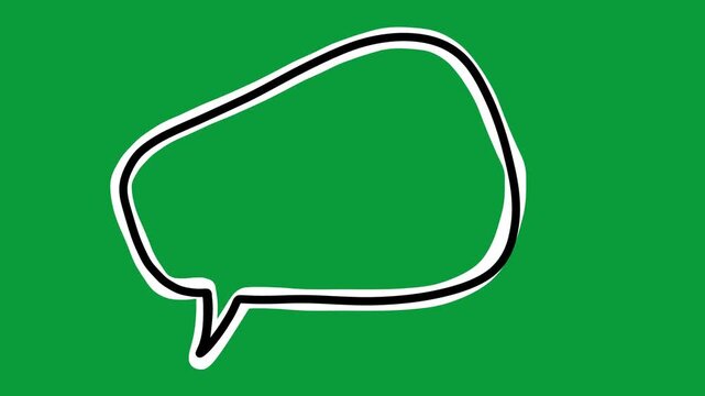 Hand Drawn Black White Outline Speech Bubble 2D Animation Green Screen