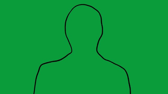 Hand Drawn Person Silhouette Outline 2D Animation Green Screen