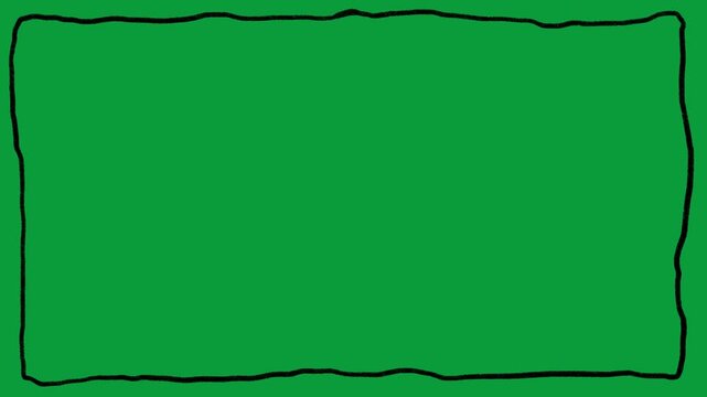 Hand Drawn Black Rectangular Frame Border 2D Animation Green Screen