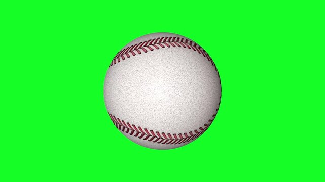 Baseball Isolated on Bright Green Background, Sports Ball for Baseball Game and Chroma Key