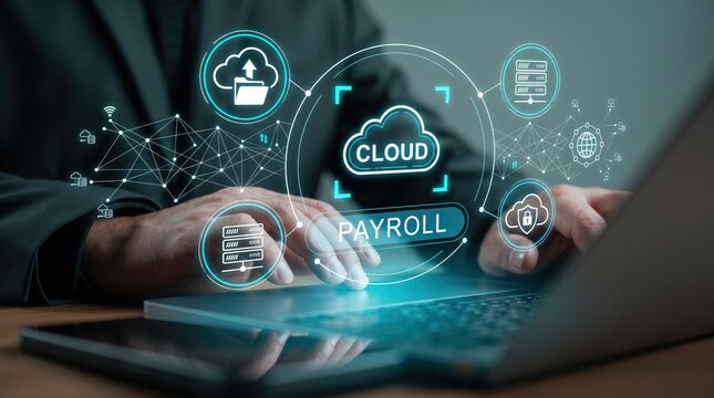 Cloud payroll system, human resources management software, digital accounting solution, secure data storage and processing, automated salary payment technology for business