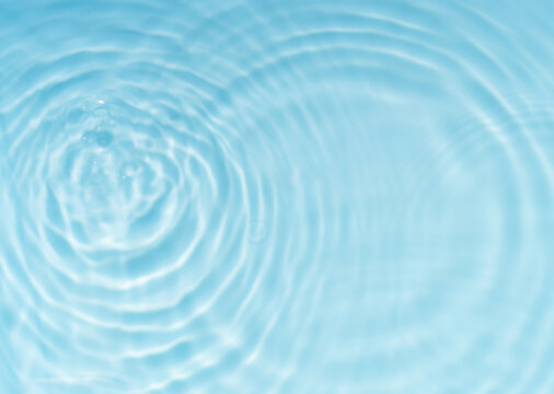 Water Background With Blue Ripple And White Wave, Pastel Pool Surface For Summer And Spring, Abstract Sea Texture And Pattern With Copy Space For Bathroom, Serum, Skincare, Cosmetic Banner And Design.