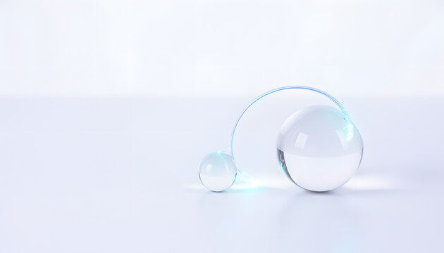 Ultra-realistic futuristic Healthcare concept featuring two transparent glass spheres symbolizing medical precision and innovation in science