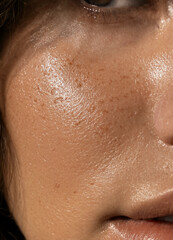 Fototapeta premium Natural Beauty and Realistic Skin Texture – Close-Up Facial Features and Editorial Portraits