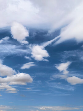 Cloud Layers Framing Deep Blue Summer Sky